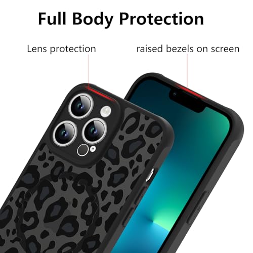 Image of KANGHAR Case for iPhone 13 Pro Max Phone Case Leopard Printed Pattern | Cute Cheetah [Compatible with Magsafe] Protective Magnetic Case for Girls Women Men 6.7 inch