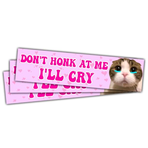 Image of 3 Pcs Please Don't Honk at Me I'll Cry Sticker, Dont Honk at Me Bumper Sticker, Dont Honks at Me Stickers, Don't Honks at Me Decal, Funny New Driver Stickers for Car Truck Laptop Phone 5 inch (H1)
