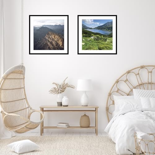 Image of JCJMY 24x24 Picture Frame Black with 20x20 Mat, Display Photo 20x20 with Mat or 24 x 24 Without Mat, Wall Hanging Large 24x24 Poster Frame with Shatter Resistant Plexiglass, Black