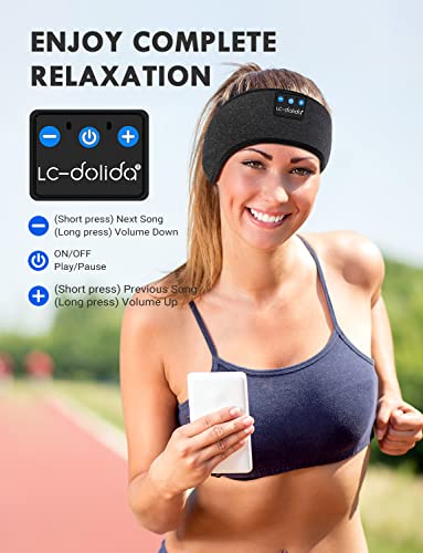 Lc-Dolida Sleep Headphones Bluetooth Headband, Wireless Headphones Headband, Sleep Mask With Bluetooth Thin Hd Stereo Speakers Perfect For Side Sleepers, Sport, Yoga, Travel #TOP7