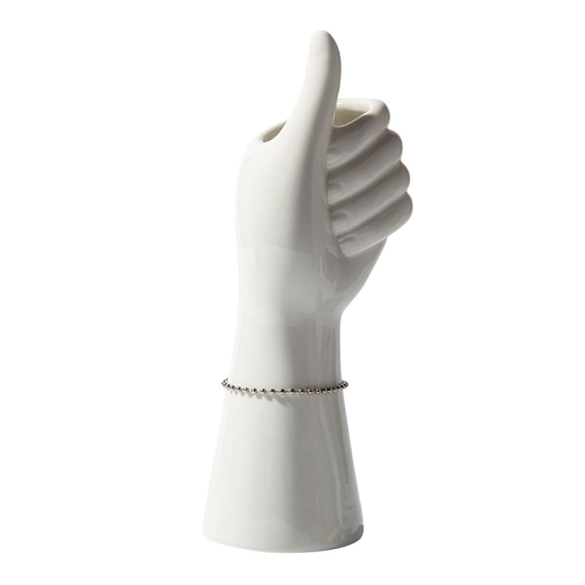 Jarrón de cerámica blanca con forma de mano original para regalo de inauguración