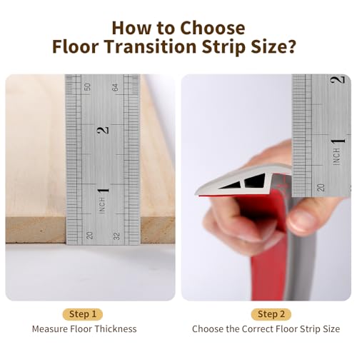 BNELL Floor Transition Strip Self Adhesive-PVC Carpet & Floor Edging Trim Strip,Threshold Transitions Suitable for Threshold Height Less Than 7mm (9.84FT_Gray Wood Grain)