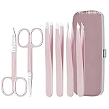 [Miflaier]【毛抜き 強】精密ピンセット4本セット 角栓除去対応 プロ用ステンレス製 眉毛鼻毛ヒゲ処理用 滑り止め溝加工 40段階仕上げ 収納付き 3年耐久 敏感肌対応 ピンクの6点セット