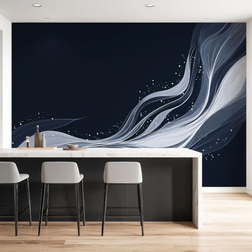 Fresque murale moderne et intissée avec lignes géométriques noires - 5