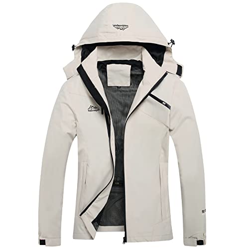 GIISAM Chaqueta impermeable para mujer, chaqueta impermeable ligera para mujer, cortavientos con capucha para senderismo, viajes al aire libre, Blancuzco, Large