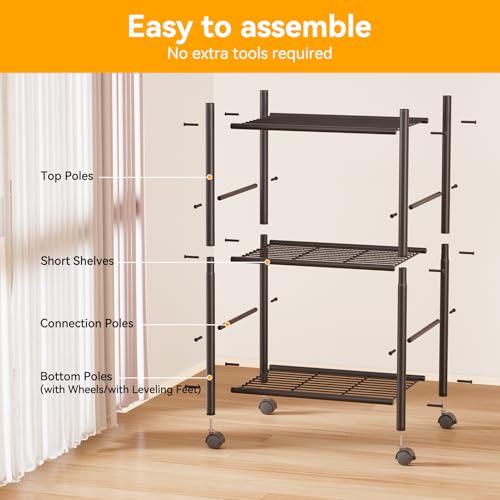 50% Off BolDuck 3-Tier Metal Shelf Organizer with Wheels