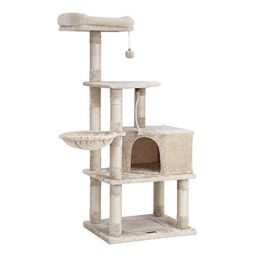 FEANDREA Cat Tree with Scratching Board, Basket Lounger and Large Cave UPCT60M