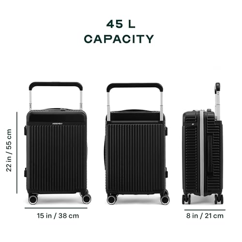 Image of Assembly Rover 20 Inch Cabin Trolley Bag Hard Shell Polycarbonate Suitcase Wide Trolley Design with TSA Lock 8 Spinner Wheels Carry On Luggage Black