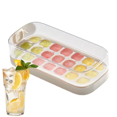 Bandeja de cubitos de hielo, bandeja de silicona para cubitos de hielo de 21 rejillas, molde de alimentos de gran capacidad, contenedor para café, cóctel, agua, bebidas, refrigerador, alimentos y