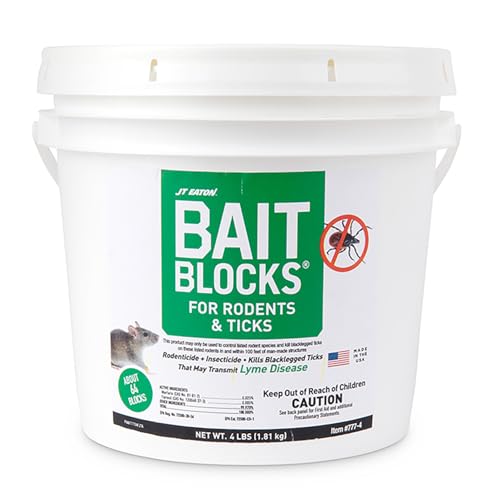 JT Eaton Bait Block Rodent & Tick Control 64 Blocks Bulk Pack Effective Multi-Pest Bait Blocks Long-Lasting and Easy to Use
