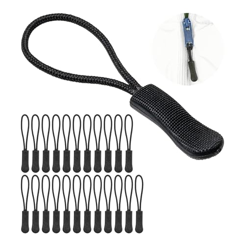 Deslizador de Cremalleras para Enhebrar, 24 piezas, Negro, Extensor de Cremallera de Nylon, Reparación de Tirador, Puller de Repuesto para Cierre en Ropa Deportiva, Mochila, Chaqueta y Bolso, Zipslide