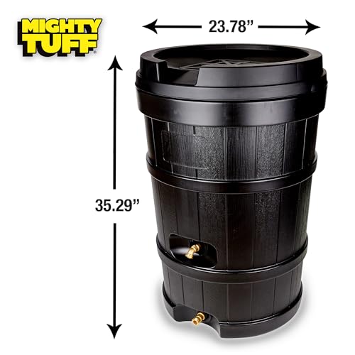 Mighty Tuff 48-Gallon Rain Barrel, Heavy-Duty Efficient Rain Water Collection Barrel with Brass Spout, Durable and Eco Rain Barrel for Sustainable Irrigation - Thumbnail 2