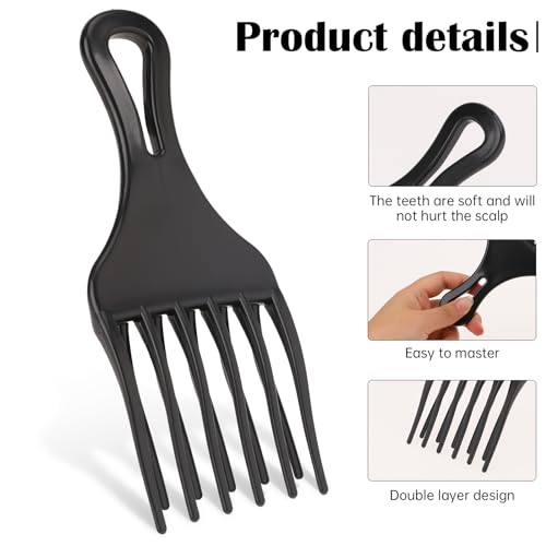 Salbsever 2-Piece Afro Hair Pick-Comb Set - Large and Small Plastic Wide-Tooth Picks for Curly Hair, Detangling, Wig and Braid Styling - Image 3