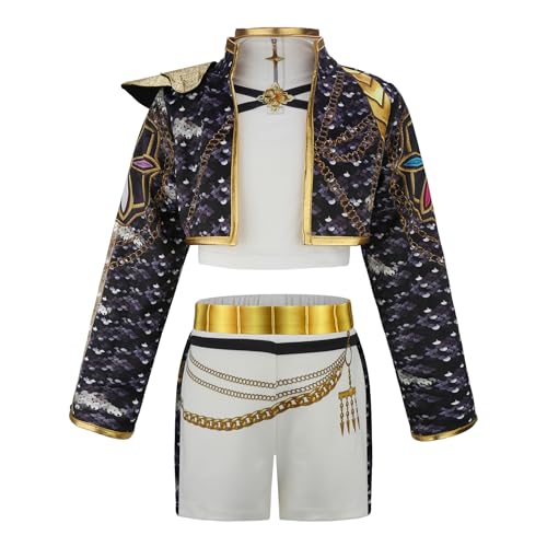 Tangsenyu Printing Rumi Costume Kids Fancy Outfit Include Jacket T-shirt and Shorts