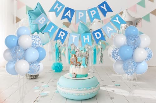 Yumiche BIRTHDAY-1 Baby Blue White Balloons And 40Inch 1 Balloon, First Birthday Decorations For Boy With Blue White Confetti Balloons, Happy Birthday Banner Large 1 Balloon For Baby Boys Birthday Party Decorations thumb #5