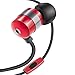 Produktbild GOgroove AudiOHM HF In-Ear-Kopfhörer mit Mikrofon, tiefen Bässen und bequemen Ohrpolstern (rot), geräuschisolierendem Design, langlebiger Legierung und ergonomisch abgewinkelter Passform