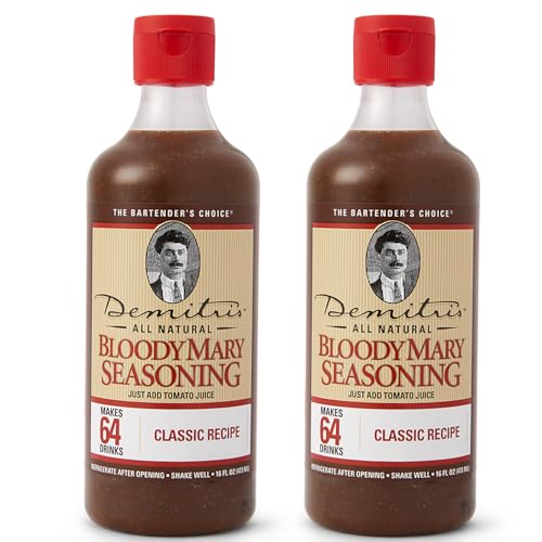 Demitri's Bloody Mary Seasoning Classic Recipe - Bloody Mary Mix - Concentrated Drink Mixer - Bold Rich Flavor - Perfect for Home Brunch Parties & Cocktails - 16oz Bottle (Pack of 2)