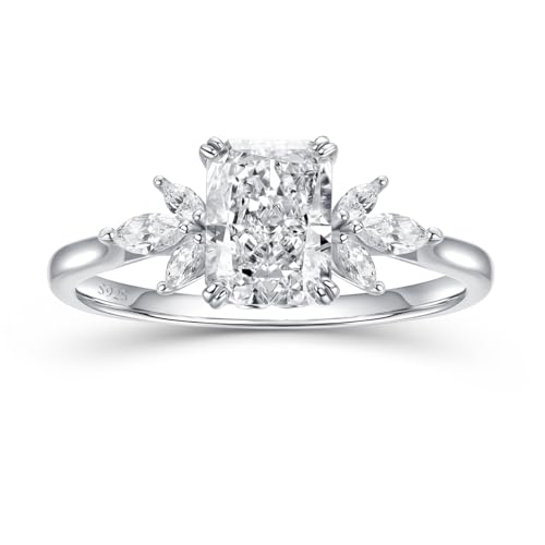 PHNIBIRD Trefoil Shape Lab Simulated Diamond Ring
