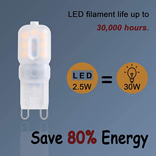 TIAFELNGLY Dimmable G9 LED Bulbs Warm White Energy Saving Lamp 2.5W-3W Wall Light,360 ° Degree Beam Angle LED Light Bulb - Image 3