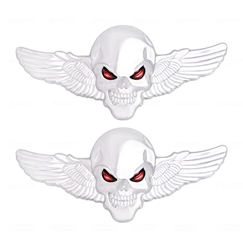 Pegatina de calavera metálica 3D color plata para personalizar el guardabarros de tu moto