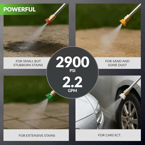 Giraffe Tools Grandfalls Wall Mounted Pressure Washer Pro, Max 2900 PSI, 2.2 GPM Electric Power Washer with 100ft Retractable Hose, Foam Cannon, 4-Nozzles, Automatic Rewind - Thumbnail 6