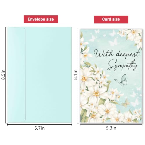 Image of Sympathy Card with Printed Message Inside, Condolence Card for Loss of Loved One, Heartfelt Thinking of You Cards, Bereavement Gift for Family Friend Coworker