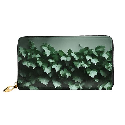 Green Creeper Women's Wallet Long Zip Around, Premium Vegan Leather Wallet with 12 Card Holders, Large Capacity,Gift Ready Packaging