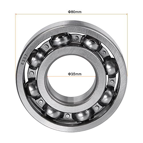 uxcell 6307 Deep Groove Ball Bearings 35mm Bore 80mm OD 21mm Thick CN Open Type Chrome Steel by uxcell - Image 2