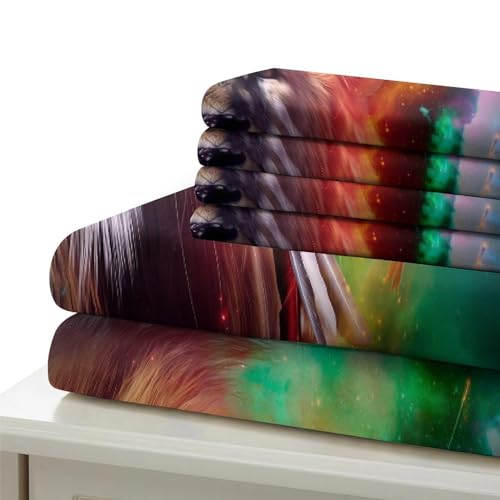Housse de couette lion parure de lit 3 pièces microfibre king 220x240cm