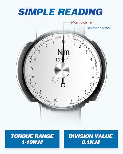 Image of NEWTRY Dial Torque Wrench, 1-10N.m, ±3% Accuracy, w / 4-14mm Sockets | 0.1N.m Graduation, Peak Memory, Dual-Scale Dial, Clockwise & Counterclockwise, Alloy Steel, Anti-Slip Handle, 1 /4 inch Drive