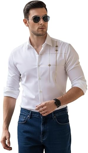 IndoPrimo Men’s Premium Satin Shirt for Party, Formal and Casual Wear – Stylish Designer Full Sleeve Shirt for Men