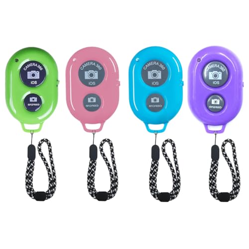 Wireless Camera Shutter Remote Control for Smart Phones- Compatible with iOS/Android (Pink+Green+Blue+Purple)
