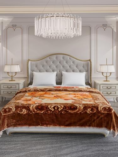 Image of Monte Carlo Unisex Superimo Double Bed Reversible 3 Ply 1516 GSM | 8 KG Heavy Winter Blanket (Camel Brown)