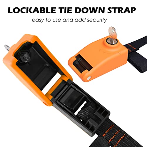 Lovinouse 2023 Upgraded 2 Pack Lockable Tie Down Strap, With 3 Stainless Steel Cables, For Lashing Locking Kayak, Bike, Surfboard, 10 Feet Each #TOP3