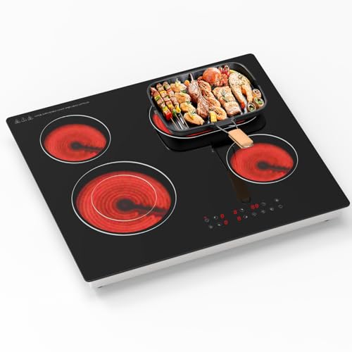 Nardea Placa Vitrocerámica 4 Zonas 6700W | Cocina Eléctrica Empotrada con Control Táctil, 9 Niveles de Potencia, Seguridad Avanzada, Compatible con Todo Tipo de Utensilios de Cocina