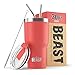 BEAST Mug Isotherme Cafe - 900ml I Corail I Acier Inoxydable I Réutilisable, Tasses Isothermes I 2 Pailles et Brosse Nettoyage I Thermos Cafés de Voyage Double Paroi I Café Chaud ou Glacé