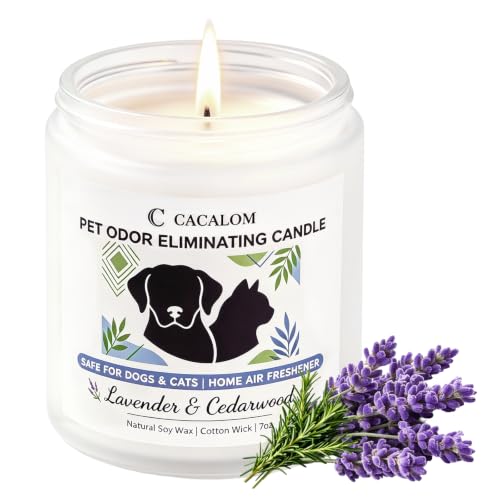 Image of Pet Odor Eliminating Candle, Lavender & Cedarwood, Soy Wax, 7oz | Helps Eliminates 95% Pet Odors, 50Hr Burn, Pet Friendly Candles, Perfect for Living Rooms & Pet Zones, Gift for Pet Owners
