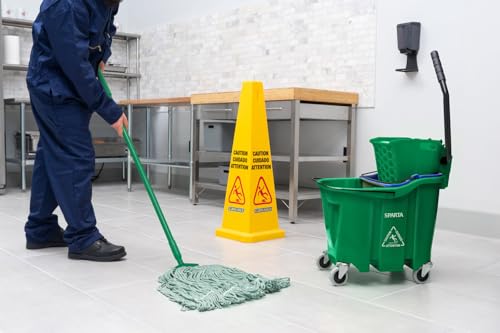 Image of SPARTA OmniFit Mop Bucket System, Durable Mop Bucket, Side Press Wringer, and Soiled Water Insert, Floor Cleaning Essentials for Commercial and Home Use, 35 Qt Capacity, 1 Count, Green