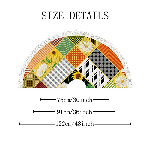 36 Inch Christmas Tree Skirt Sunflowers Chamomile Geometric Tree Skirt Mat Decoration Holiday Party Farmhouse Xmas Tree Matfor Home Indoor Outdoor #TOP1