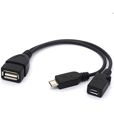 Micro USB Splitter Cable OTG Power Enhancer Cord USB 2.0 A Female to Micro USB Male and Micro 5 Pin Female Adapter Host Charging Converter(Micro Male Straight) Cover