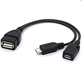 NOTA: Es un cable estándar del HOST del USB Micro-B, necesita su función del anfitrión OTG del anfitrión de la ayuda de la máquina, así que confirme por favor su dispositivo puede apoyar la función del anfitrión OTG del usb antes de hacer una oferta. El formato de disco debe ser FAT32 si conecta el almacenamiento