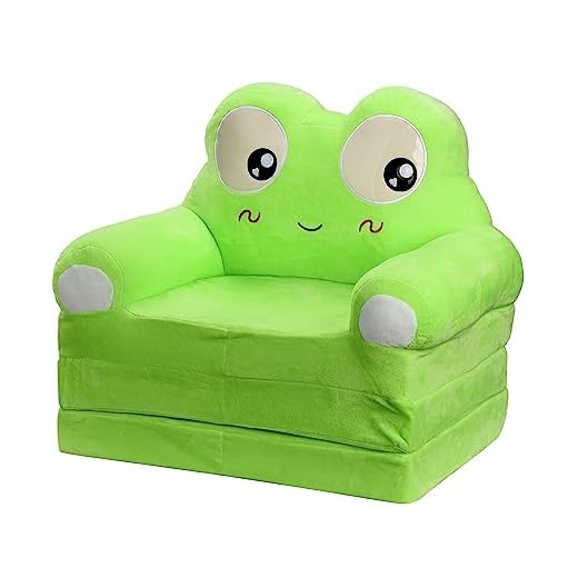PRTECY Bonito Sofá para Niños, Sofá de Dibujos Animados 2 en 1, Sofá Plegable para Niños, Sillón con Respaldo Extraíble, Sofá Cama Abierto Abatible para Sala de Estar Y Dormitorio(C)