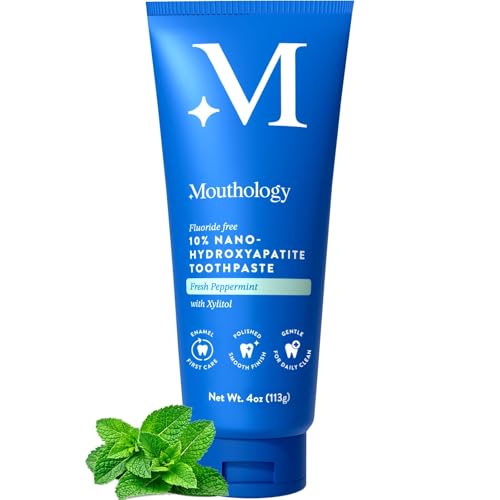 Mouthology 10% Nano Hydroxyapatite Toothpaste Fluoride Free, Whitening*, Supports Enamel Care*, Appropriate for Sensitive Teeth*, SLS Free, Xylitol nHA Toothpaste for Adults, Packaging May Vary 4oz