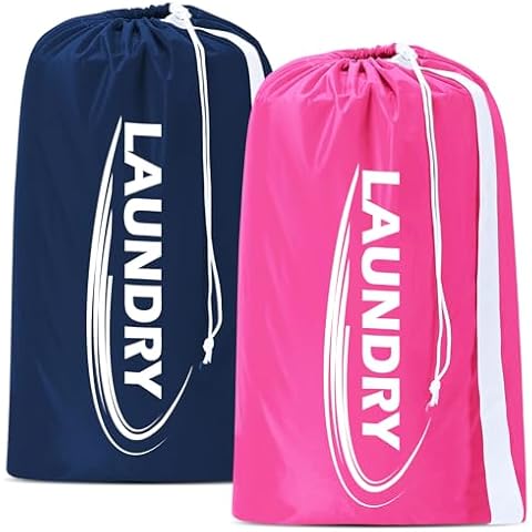 Sylfairy 2 Pack XL Laundry Bag with Strap,Heavy Duty Travel Laundry Bag,Rip-Stop Dirty Clothes Shoulder Bag with Drawstring,Easy Fit a Laundry Hamper or Basket Travel Essentials Cover