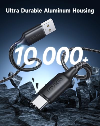 RAVIAD USB C Charger Cable 3Pack 2M Type C Cable Fast Charging 3A Braided USB A to USB-C Phone Charger Lead USBC for iPhone 17/16/15 ProMAX, iPad Pro, Galaxy S25 S24 S23 Ultra, P50/P40, Pixel 9 - Image 5