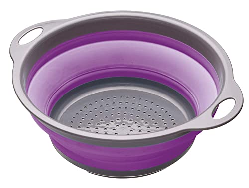 KitchenCraft Colourworks 2.8 L Collapsible Colander, 24 cm - Purple