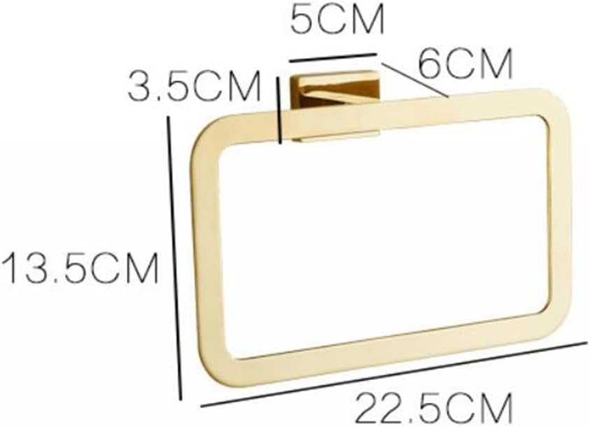 LSLYTQ Pure Gold Towel Rings, Towel Holder, Stainless Steel Square Wall-Mounted Towel Hook, Bathroom Accessories Home Decoration