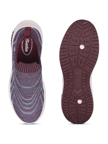 Image of Bata 5895 Fiona Maroon Slipon Shoes for Women | Perfect for Walking,Running, Gym | All Day Comfort | Walking | Lightweight.