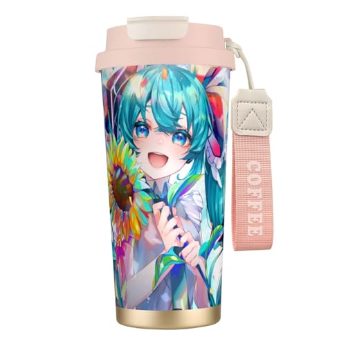 初音ミク タンブラー 500ml 蓋付き 水筒 マグボトル 真空断熱 多重構造 316ステンレス 保温保冷 直飲み 持ち運び 車 コーヒーカップ 持ち運び おしゃれ ビジネス coffee mug 男女兼用