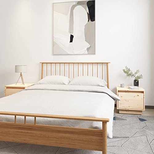 Tables de Chevet en Bois de pin Massif Durable, Lot de 2 Tables de Nuit avec Tiroir Intégré - 2